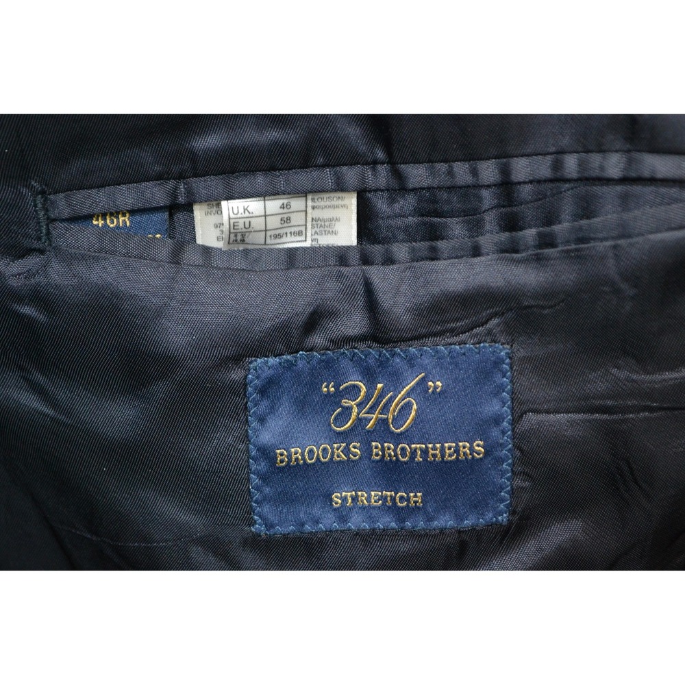 Brooks Brothers 346 Suit Jacket Mens 46R Blue Wool Stretch Sport Coat Blazer - Picture 8 of 16